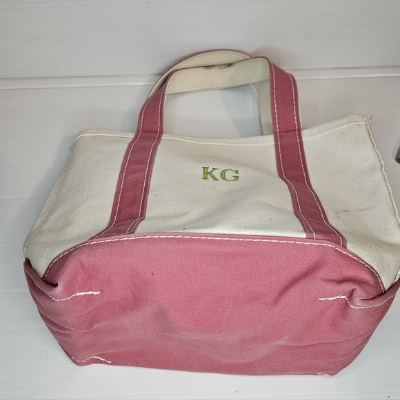 L.L.Bean Boat and Tote Pink Canvas Bag Made in USA Heavy Duty Tote 12" x 12"×4 - Picture 5 of 8